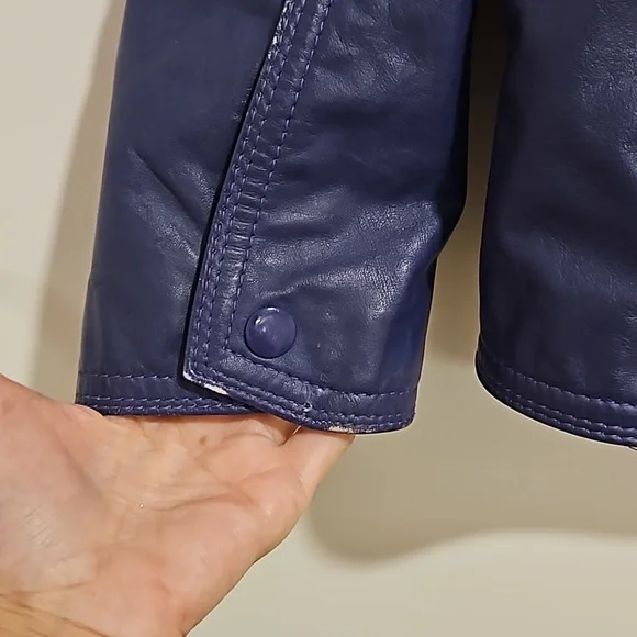 WILSON'S LEATHER Purple bomber biker moto jacket pockets lined  great color! - Picture 4 of 16